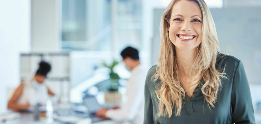 Female Leader Manager or CEO with a Smile Mission and Vision I